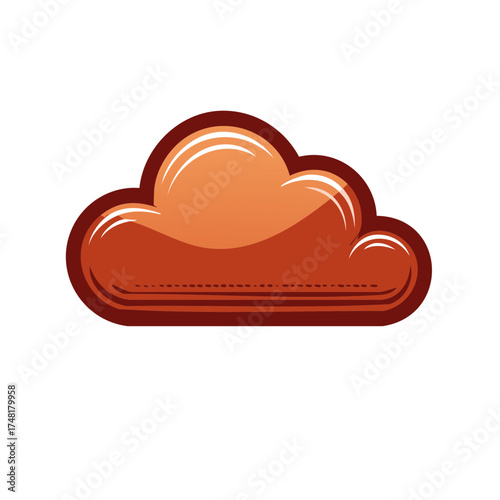 Vibrant orange and brown cloud icon with a distinctive retro stylistic flair and textured details