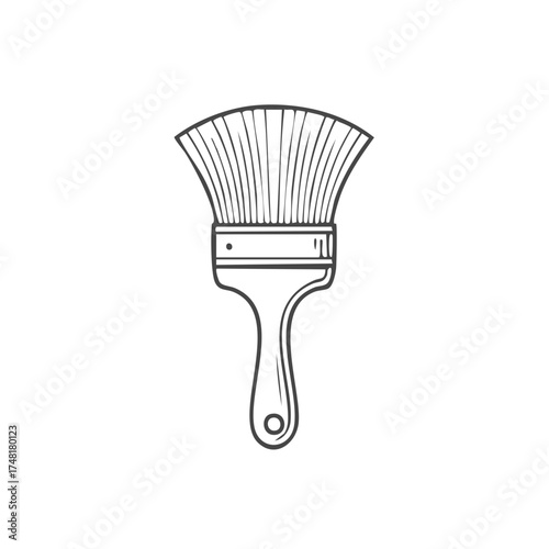 Outline painting brush tool with simple design for decoration works concept