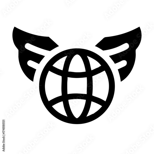 Globe with wings representing global connection