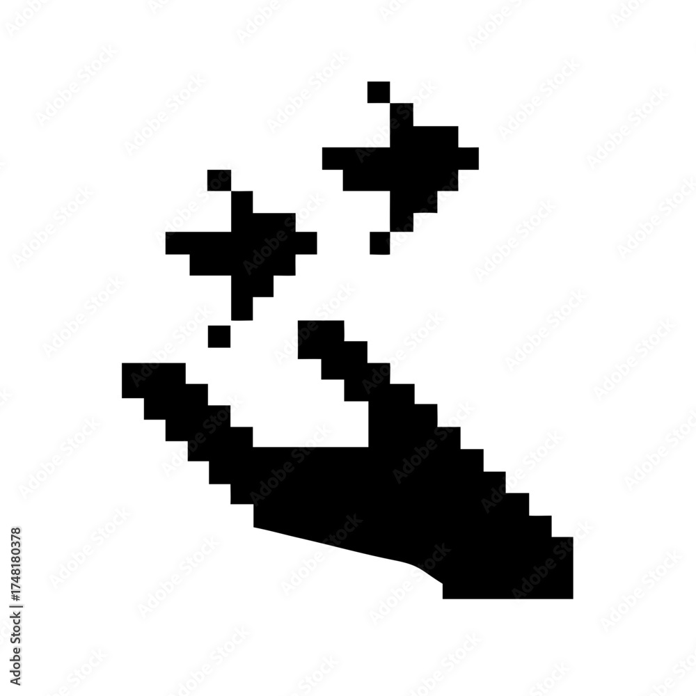 Obraz premium Pixelated hand reaching for two stars