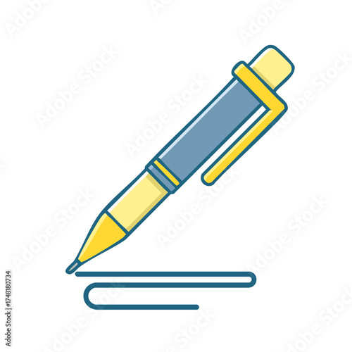 Colorful ballpoint pen writing a line vector illustration icon