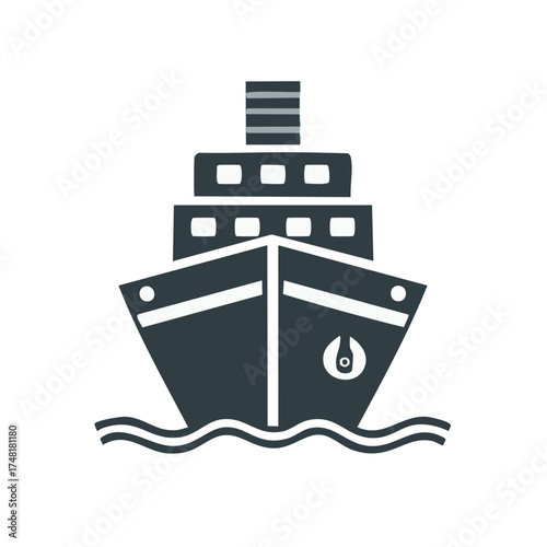 Stylized illustration of a cruise ship in the water, vector