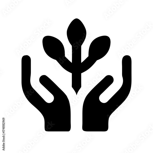 Hands holding a plant, symbol of growth and care