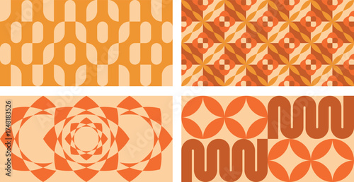 Geometric shapes abstract figures minimalism seamless background mosaic tiles vector design