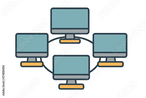 Decentralized computer network system with multiple connected desktop monitors for data transfer