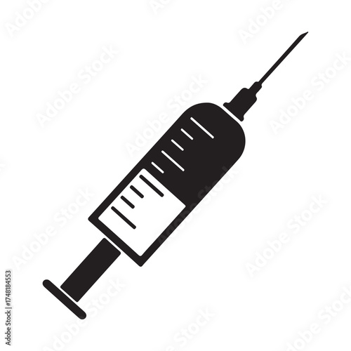 Black and White Syringe Illustration for Medical and Healthcare Concepts and Vaccination Campaigns a Detailed Vector Graphic