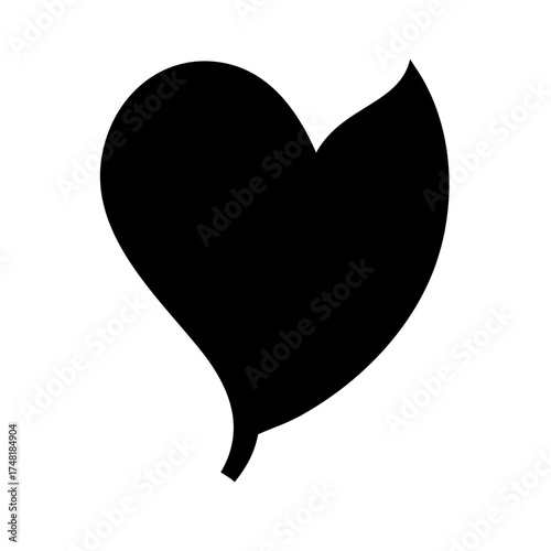 Black heart shape with a leaflike extension