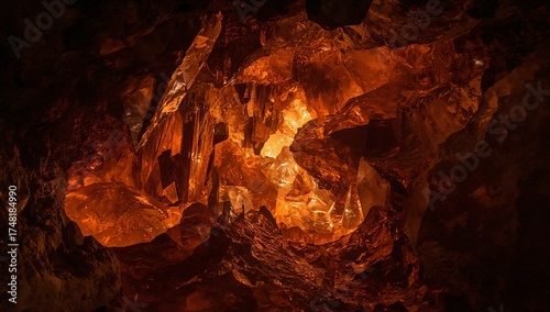 Glowing Amber Cave: A subterranean marvel of crystalline formations