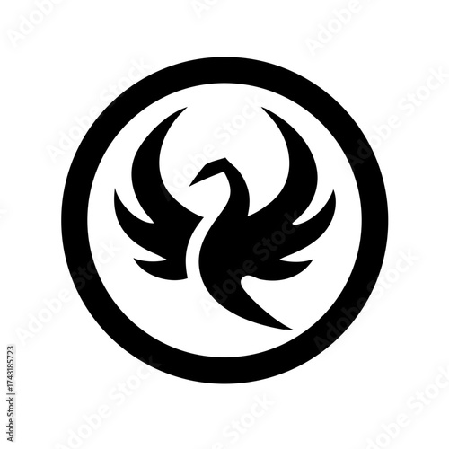 Phoenix bird rising from ashes