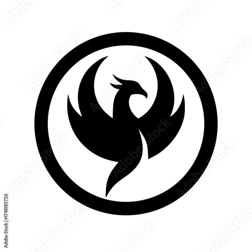 Phoenix bird rising from ashes