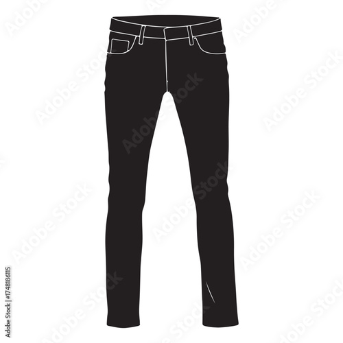 Black jeans vector illustration on white background fashion apparel template casual wear pants design comfortable style denim trousers