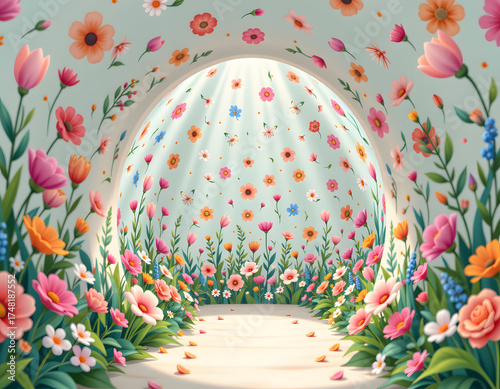 Tunnel Vision Spring Garden Seamless Pattern