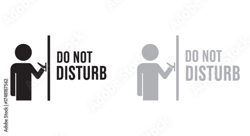Do not disturb sign with silhouette of person and text, isolated on transparent background