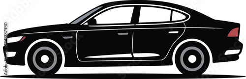 Black sedan car silhouette with clean lines