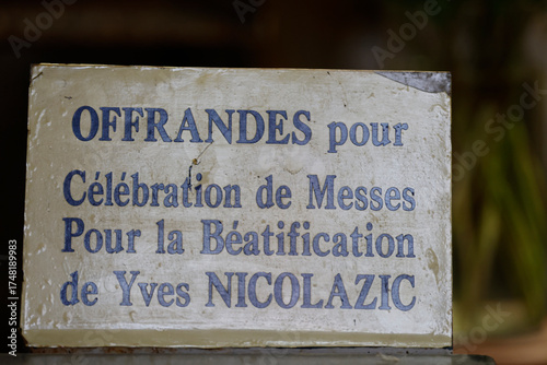 Basilica of Saint Anne of Auray. Offerings for the Beatification of Yves Nicolazic. France.