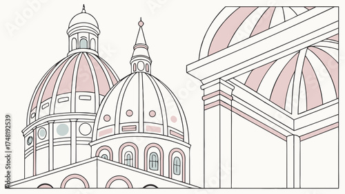 Architectural Illustration of Domes and Arches.