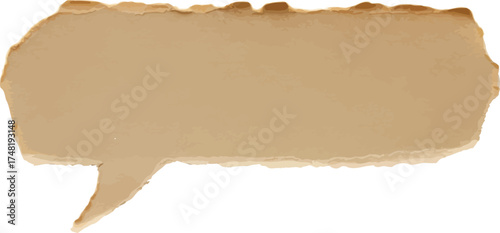 A cutout of a torn craft paper for speech bubble on a White Background. 