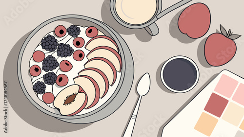 Delicious Breakfast Still Life Healthy Food and Aesthetic Arrangement.