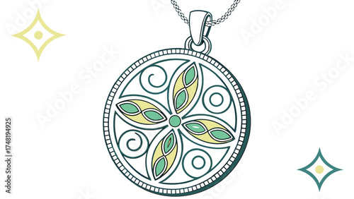 Elegant floral pendant on a chain decorative jewelry design.