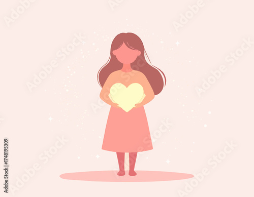 International Day of the Girl Child Icon — Minimalist Empowerment Heart Vector Design