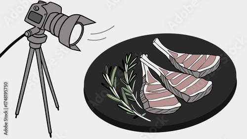 Food photography concept with meat and herbs.