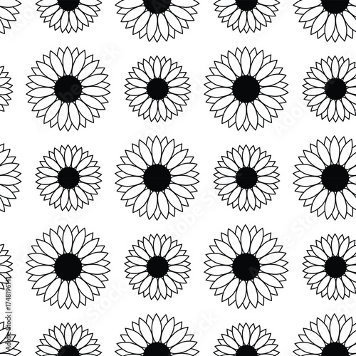 Floral monochrome pattern seamless