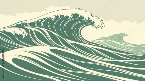 A stylized illustration of ocean waves perfect for design and decoration.