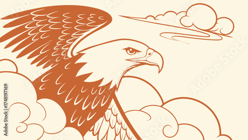 Illustration of a majestic raptor with outstretched wings.