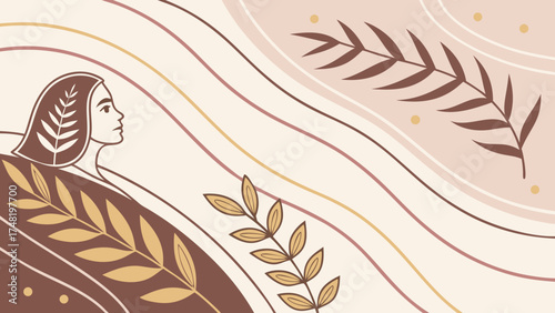 Abstract Minimalist Illustration with Organic Forms and Natural Color Palette.