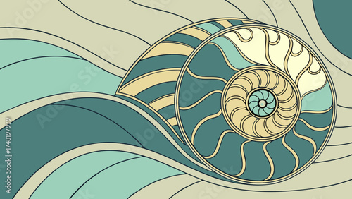Abstract Spiral Pattern with Waves and Colors.