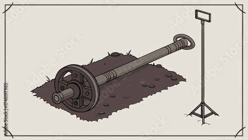 Illustration of an Old Mechanical Device with Support.