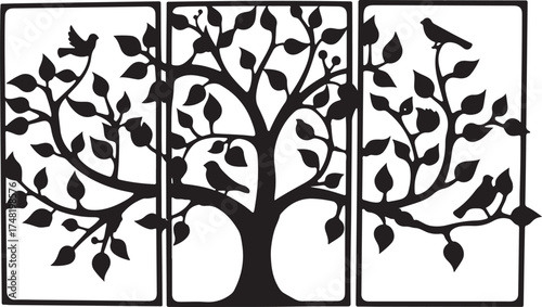 Birds on Tree Silhouette Wall Art Bundle
