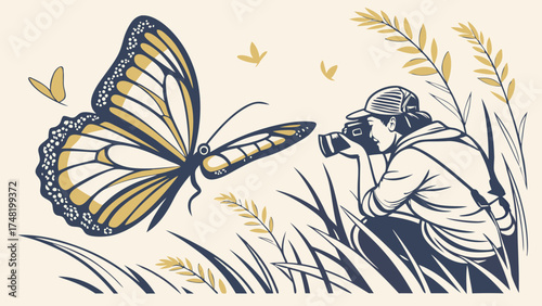 Butterfly Photographer Illustration.