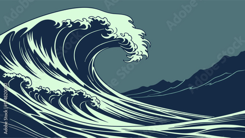 Classic Japanese Wave Art Design.