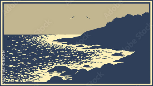 Coastal Scenery Illustration.
