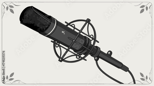 Professional Studio Microphone with Shock Mount and Cable.