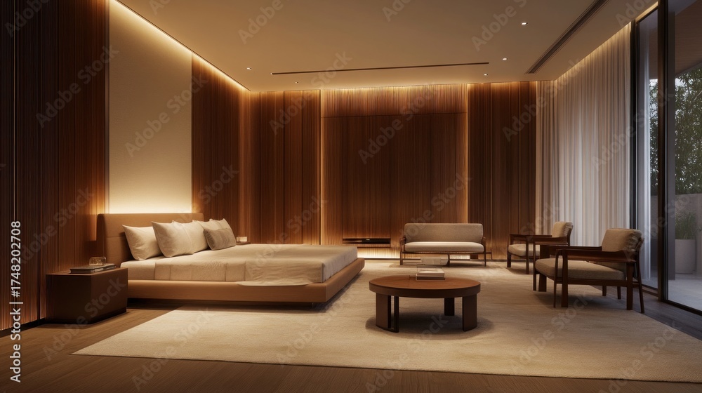 Fototapeta premium Modern bedroom interior with elegant furniture