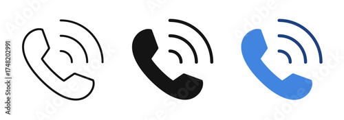 Phone call simple icons in line and flat style. vector