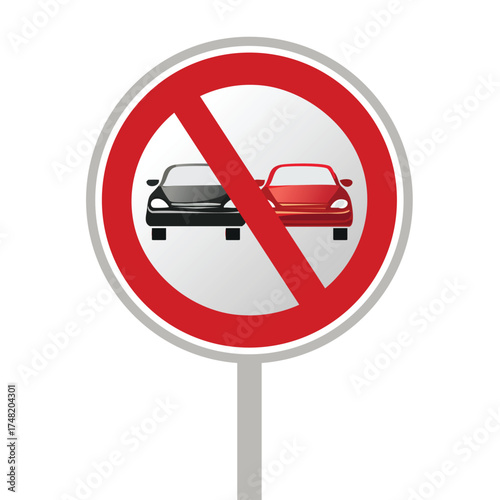 UK No overtake sign for road sign UK for drivers to indicate no overtake sign in UK road prohibition sign placards. No overtaking together prohibition signal, no overtaking signs in European road