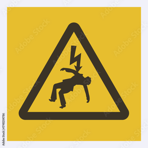 Live wire Danger sign with danger for underground live wire in electric wire danger in metro rail station electric hazard for live. Warning sign for alert and safe from hazards keep pedestrians safe  
