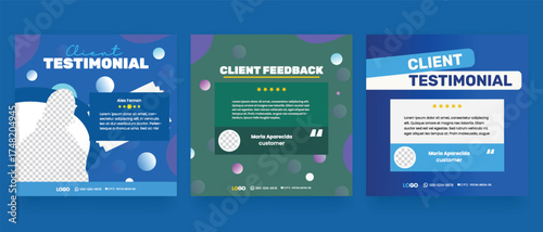 Customer feedback testimonial social media post web banner template Bundle. Customer feedback review