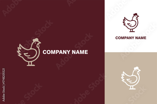 Elegant Chicken Logo Design for Farm or Restaurant Branding.