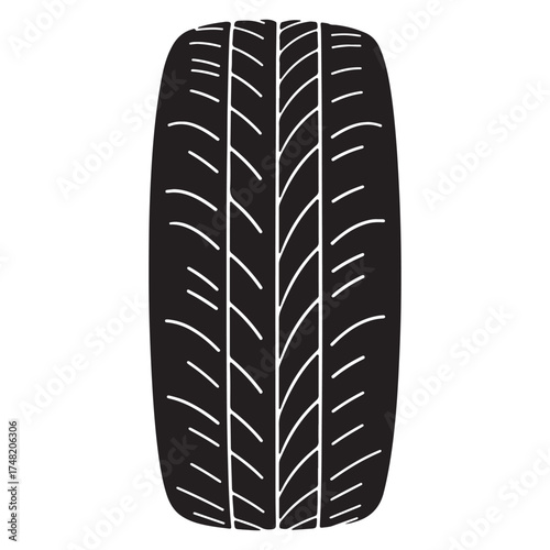 Detailed Black and White Tire Tread Illustration for Automotive and Transportation Designs a Modern Vector Graphic for Car Enthusiasts