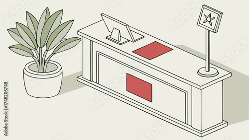 Reception Desk Illustration.