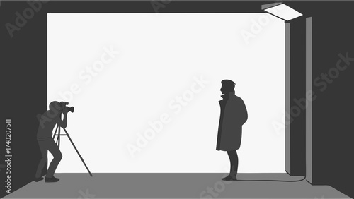 Silhouette of a Photo Shoot Studio Photography Concept.