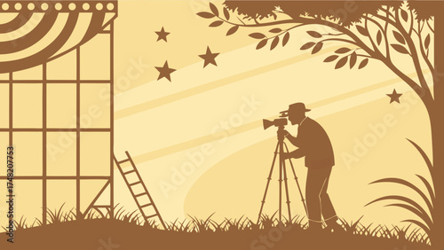 Silhouetted Photographer at Work.
