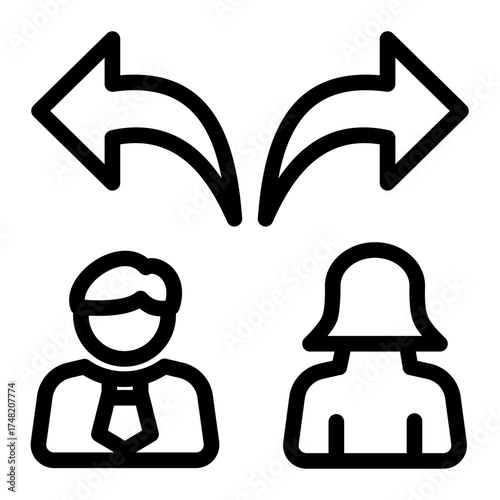 Legal Conflict Resolution icon from the Notary icon collection (Outline Style)