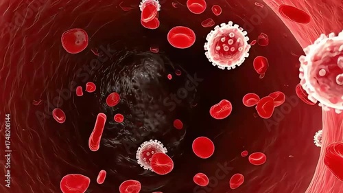 Medical concept of human blood flow in vascular system.