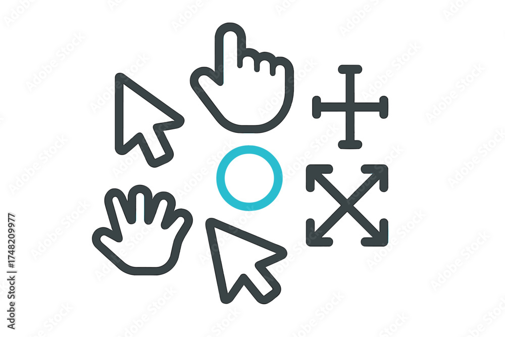 Obraz premium Essential computer mouse cursors and interface pointers for web design and user experience