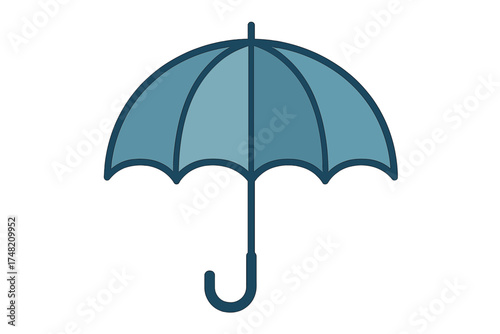 Simple blue umbrella representing rain protection and safety from bad weather